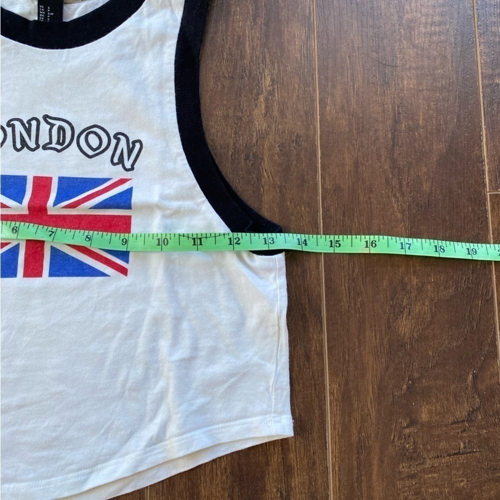 2/$10 Forever 21 White London Cropped Tank Small - Picture 2 of 7